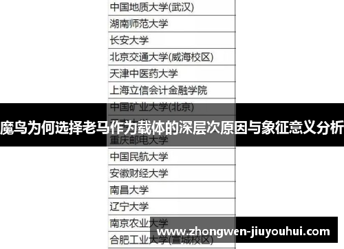 魔鸟为何选择老马作为载体的深层次原因与象征意义分析